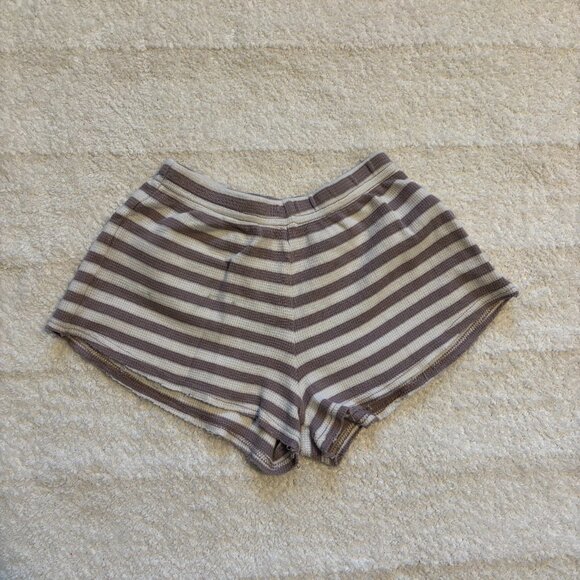 Rylee + Cru dark purple and cream striped shorts and shirt set - Picture 4 of 5